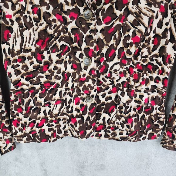 Womens Charter Club Leopard Print Corduroy Jacket Button Front Long Sleeves L - Picture 3 of 10